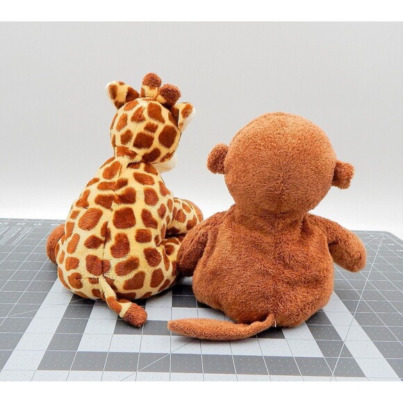 Ty Pluffies Tylux Giraffe Monkey Beanbag Terry Plush Stuffed Animal Pair - Picture 3 of 13